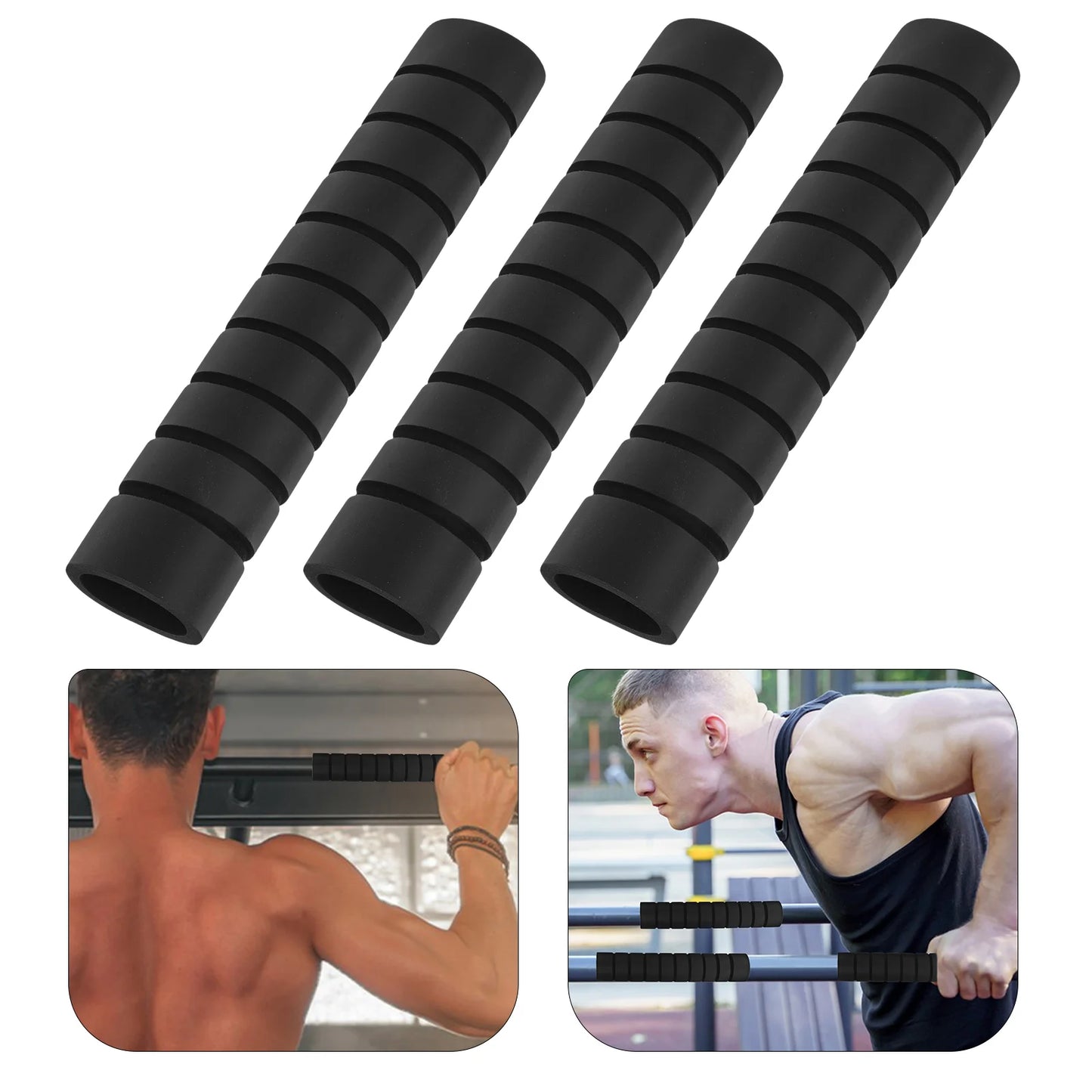 3-Pack Anti-Slip Grip Sponge Sleeves for Pull-Up Bars - Removable, Washable Hand Protectors for Enhanced Comfort and Performance
