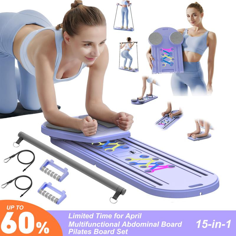 Transform Your Home Workouts with the 15-In-1 Pilates Board & Exerciser Kit - Ultimate Full-Body Fitness Solution!