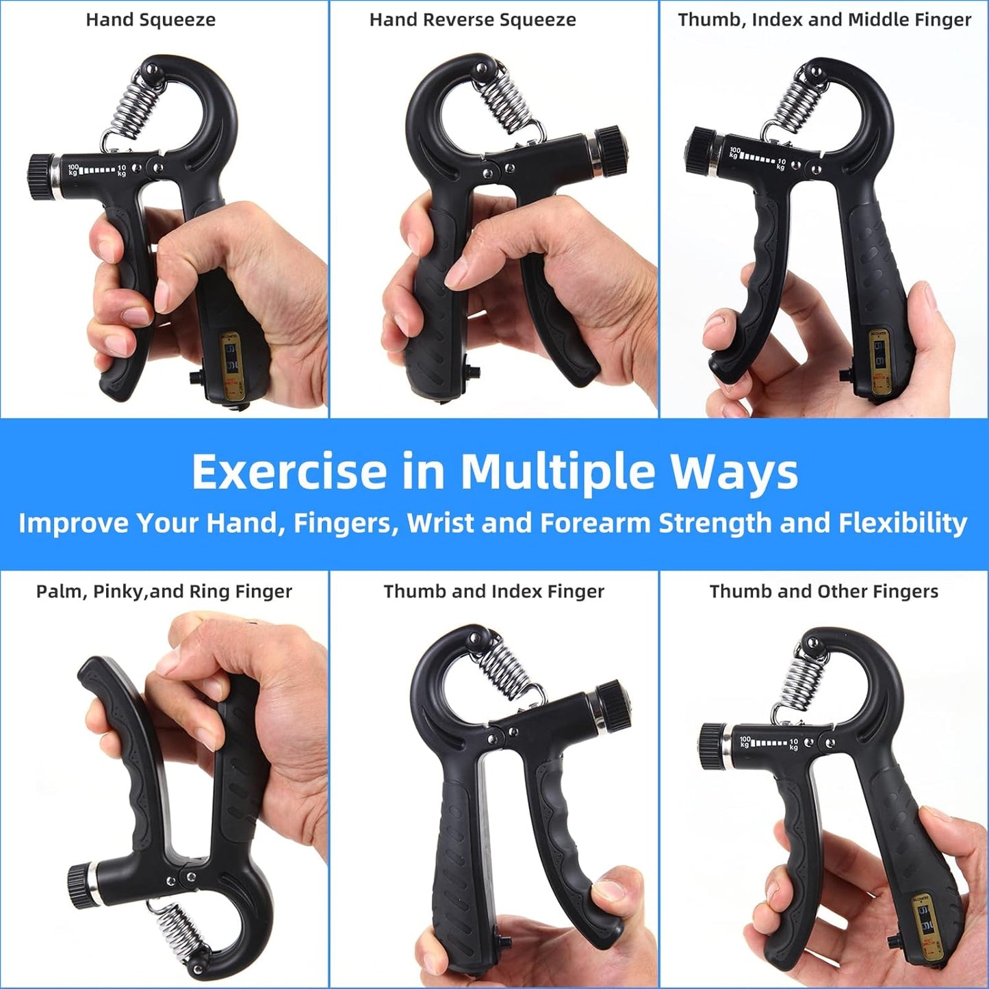 Adjustable Grip Strength Trainer Set (2PCS) - 22-220Lbs (10-100Kg) Resistance, Hand Gripper for Forearm Strengthening and Finger Exercise, Ideal for Muscle Development and Injury Rehabilitation