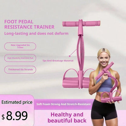Ultimate 6-Strand Heavy Duty Abdominal Crunch Machine – Enhance Leg & Core Workouts with Sit-Up Assist, Portable Home Gym Equipment, Non-Slip Foot Pedal & Resistance Bands