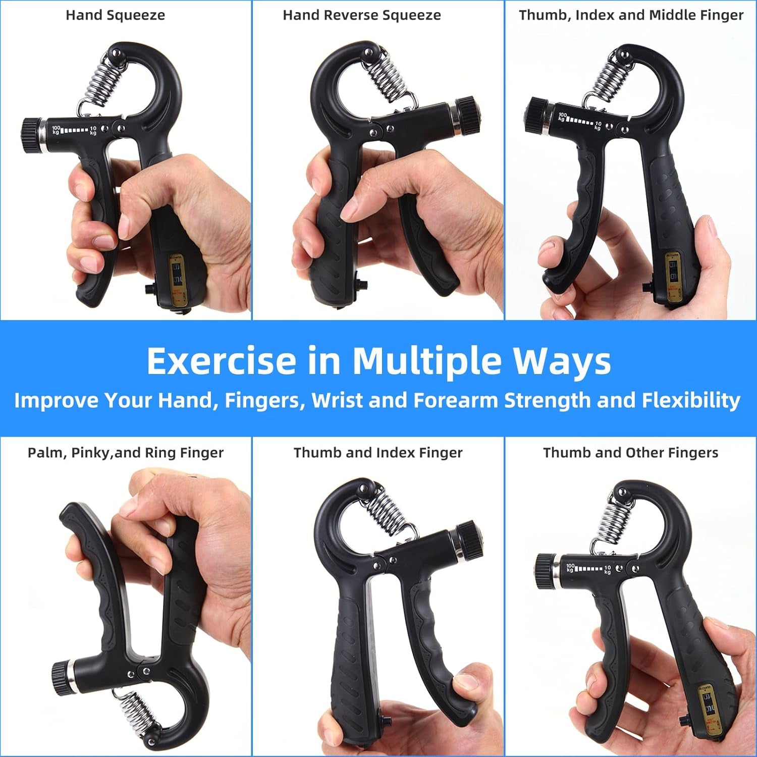 Adjustable Grip Strength Trainer Set (2PCS) - 22-220Lbs (10-100Kg) Resistance, Hand Gripper for Forearm Strengthening and Finger Exercise, Ideal for Muscle Development and Injury Rehabilitation